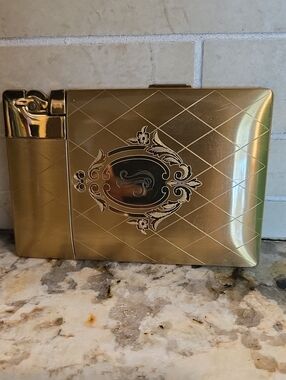 1940's Vintage Brass Cigarette "Rollies"Case With Automatic Lighter - Initial SS